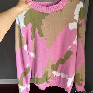 Boohoo Pink Camo Sweater